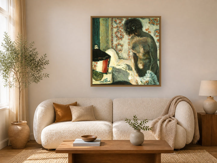 Le Nu À La Lampe by Pierre Bonnard framed wall art print in a living room