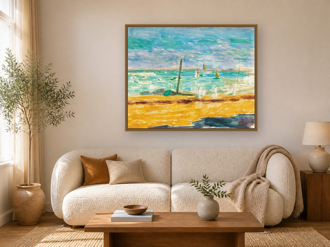 Marine Dans Un Port Du Midi by Pierre Bonnard framed wall art print in a living room