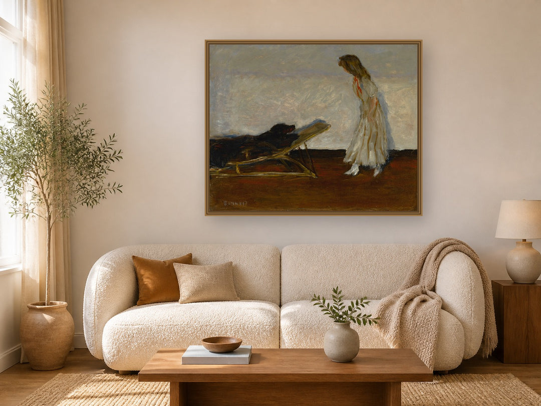 Marthe Et Le Chien Black by Pierre Bonnard framed wall art print in a living room