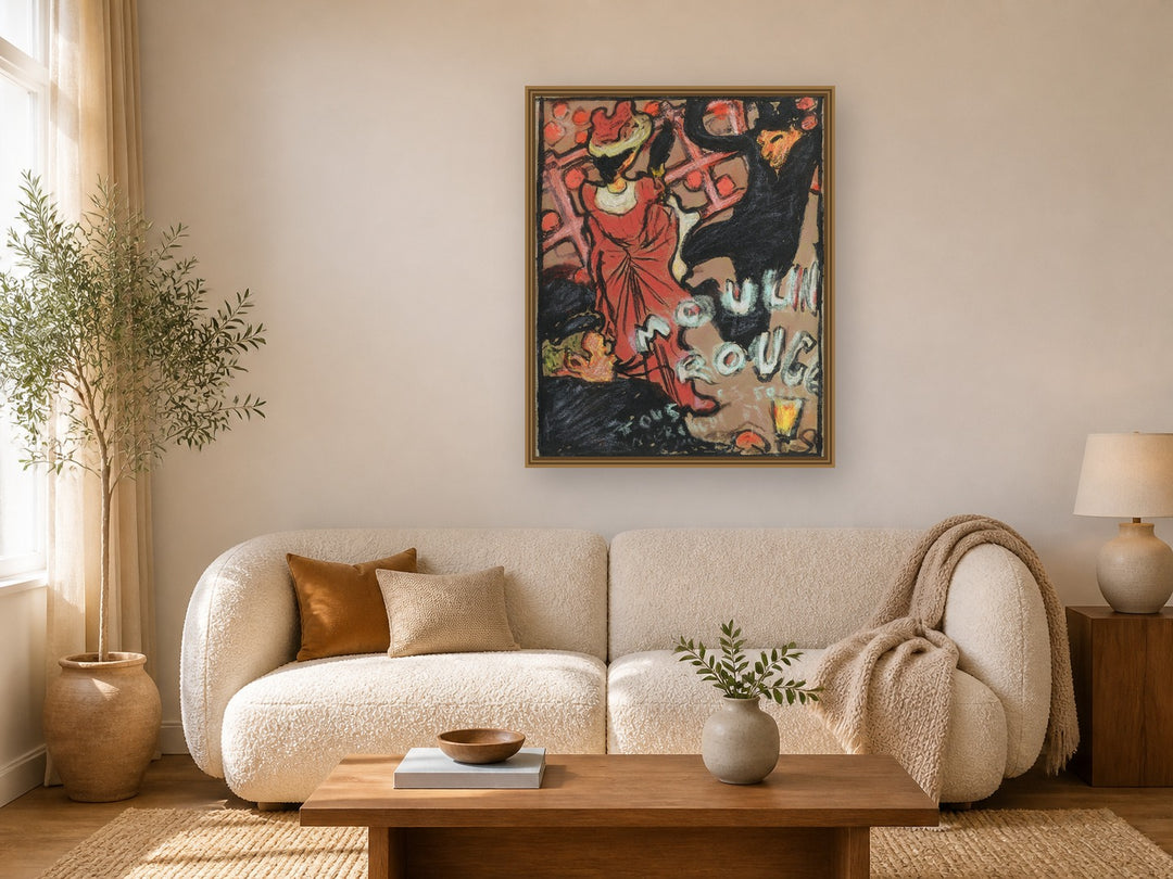 Moulin Rouge by Pierre Bonnard framed wall art print in a living room