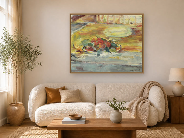 Nature Morte Aux Fruits by Pierre Bonnard framed wall art print in a living room