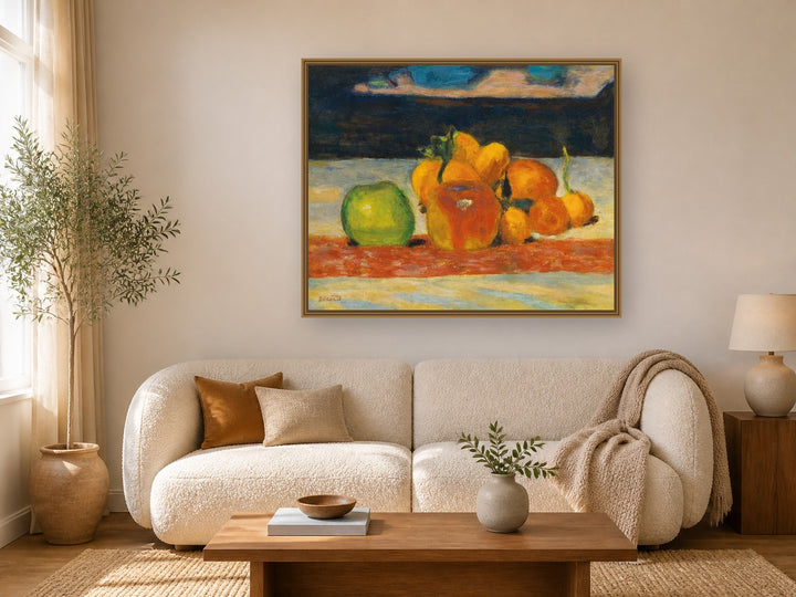 Nature Morte, Fruits by Pierre Bonnard framed wall art print in a living room