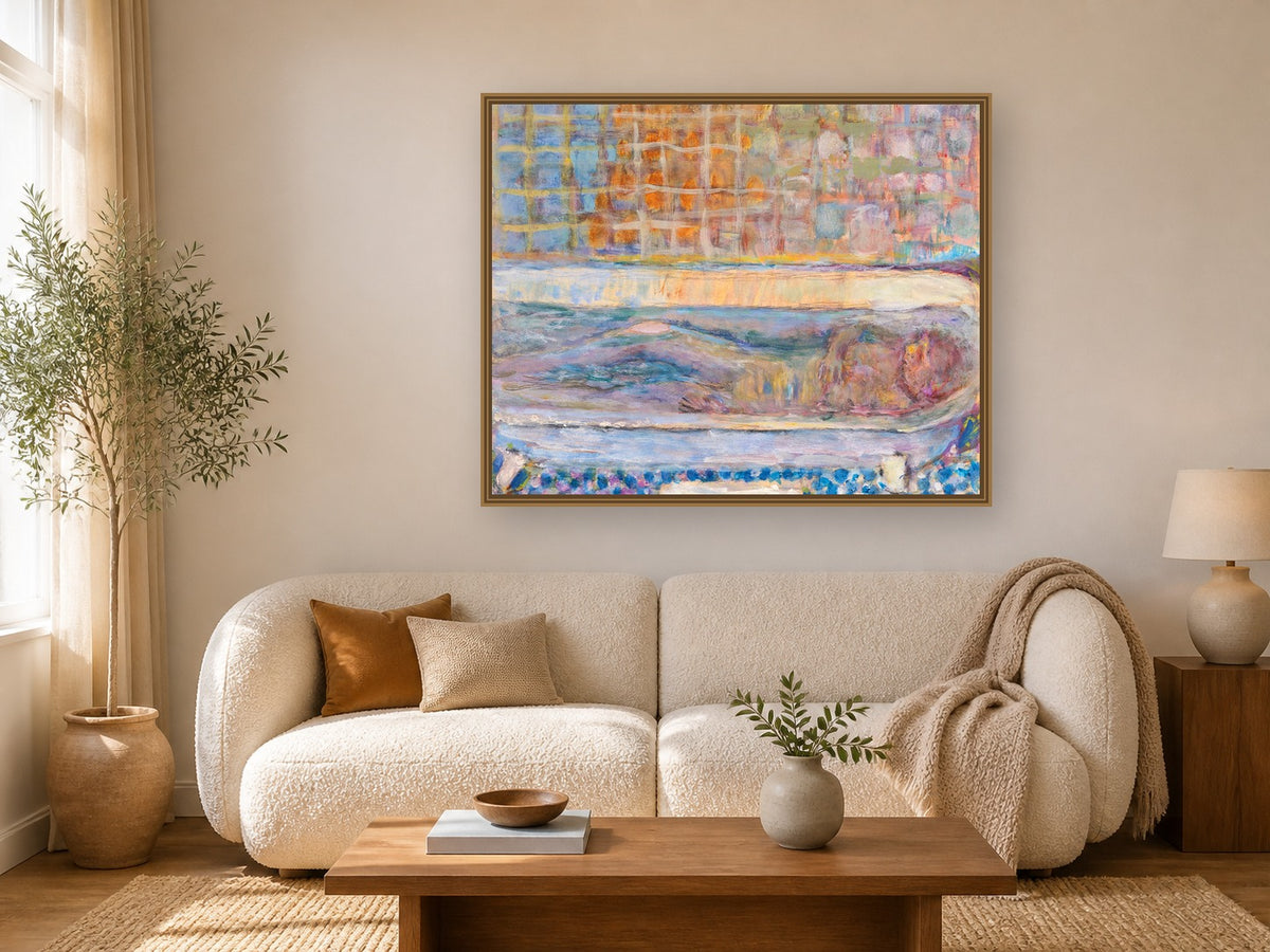Nu Dans La Baignoire by Pierre Bonnard framed wall art print in a living room