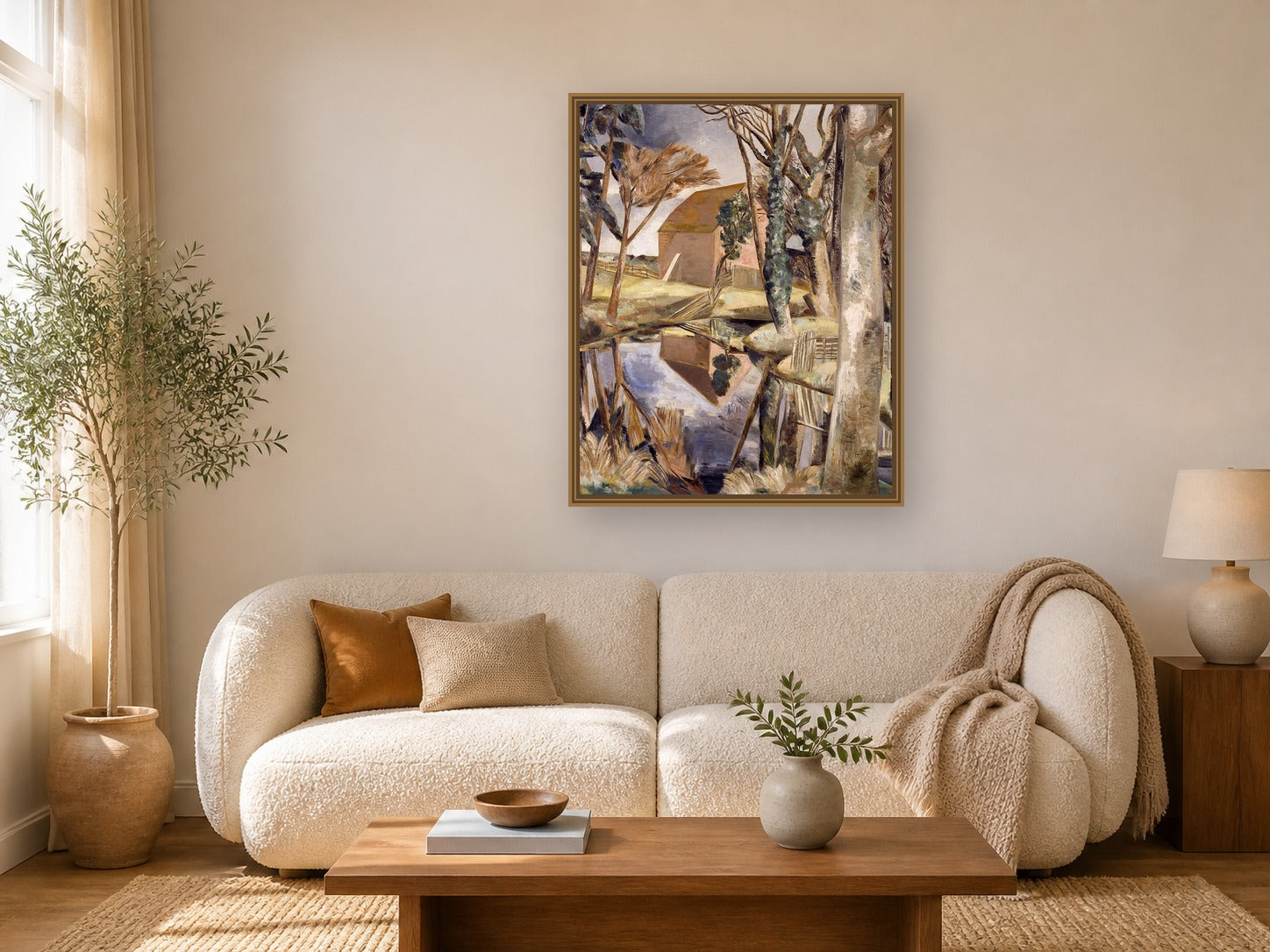 Oxenbridge Pond by Paul Nash framed wall art print in a living room