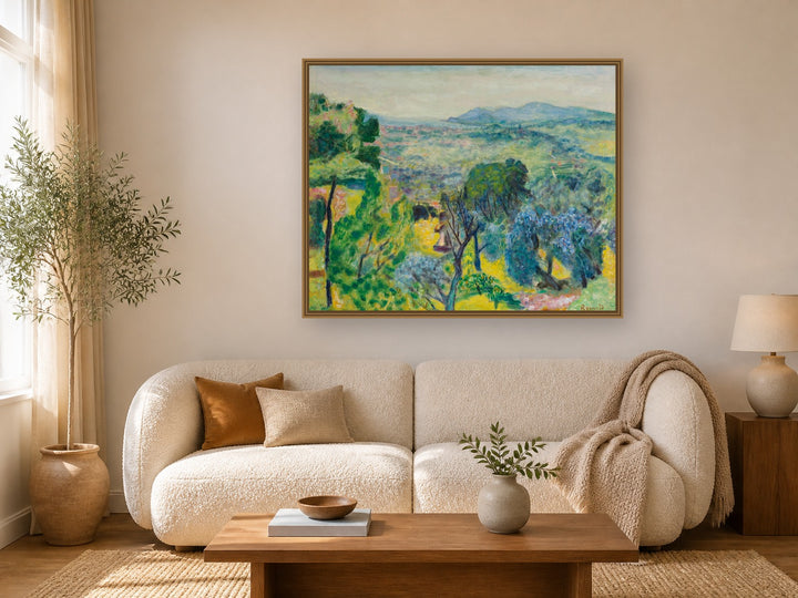 Paysage De Cannet by Pierre Bonnard framed wall art print in a living room