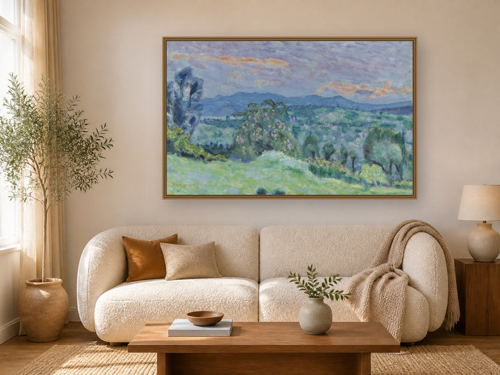 Paysage De Saint Tropez by Pierre Bonnard framed wall art print in a living room