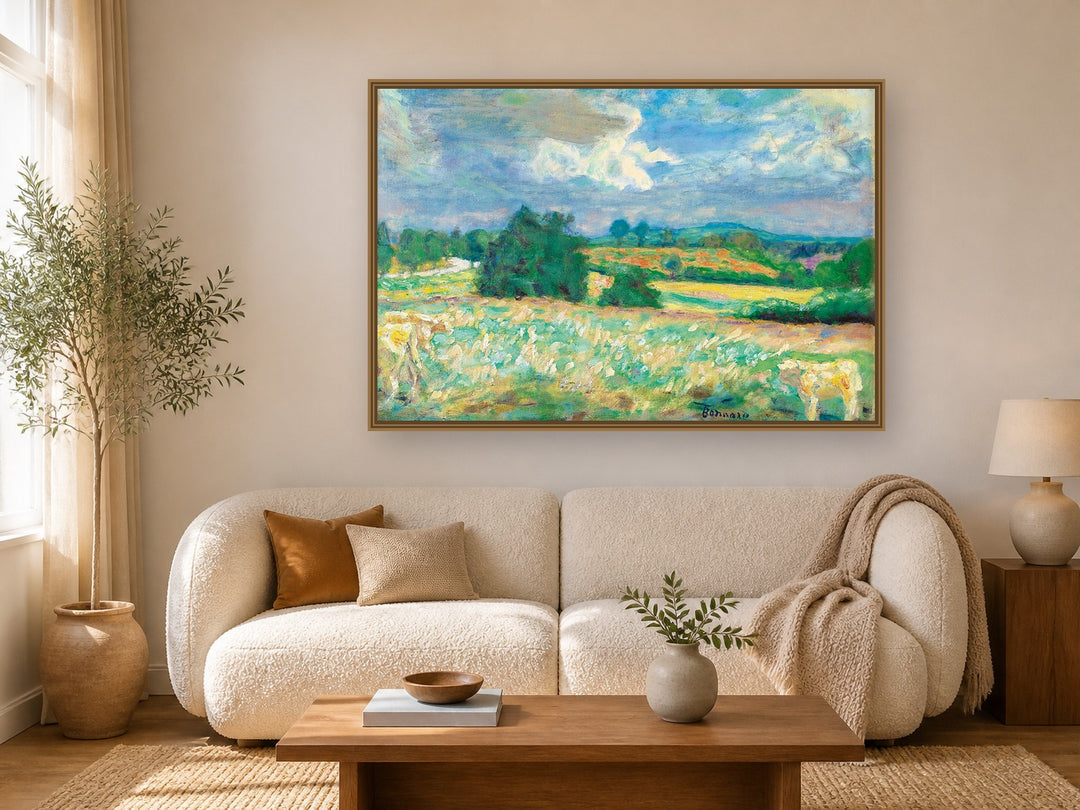 Paysage Du Morvan by Pierre Bonnard framed wall art print in a living room
