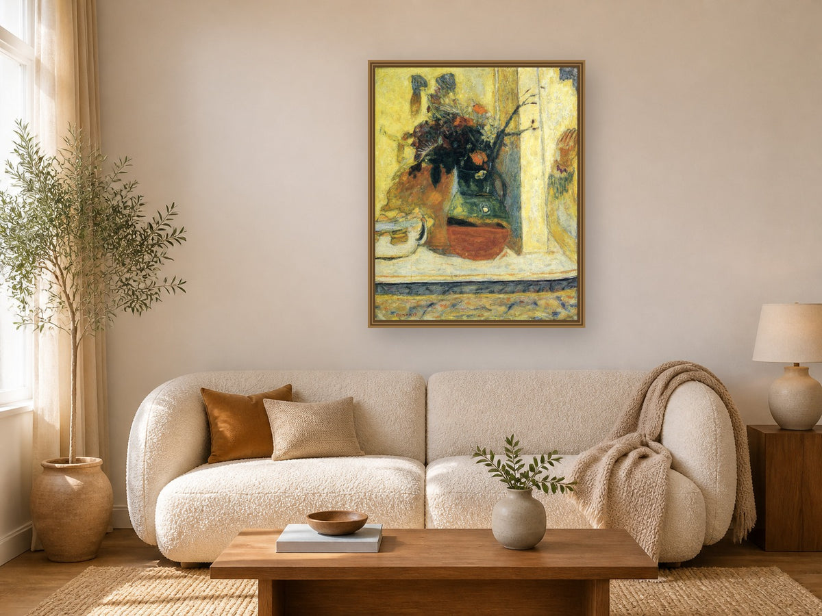 Pitcher by Pierre Bonnard framed wall art print in a living room