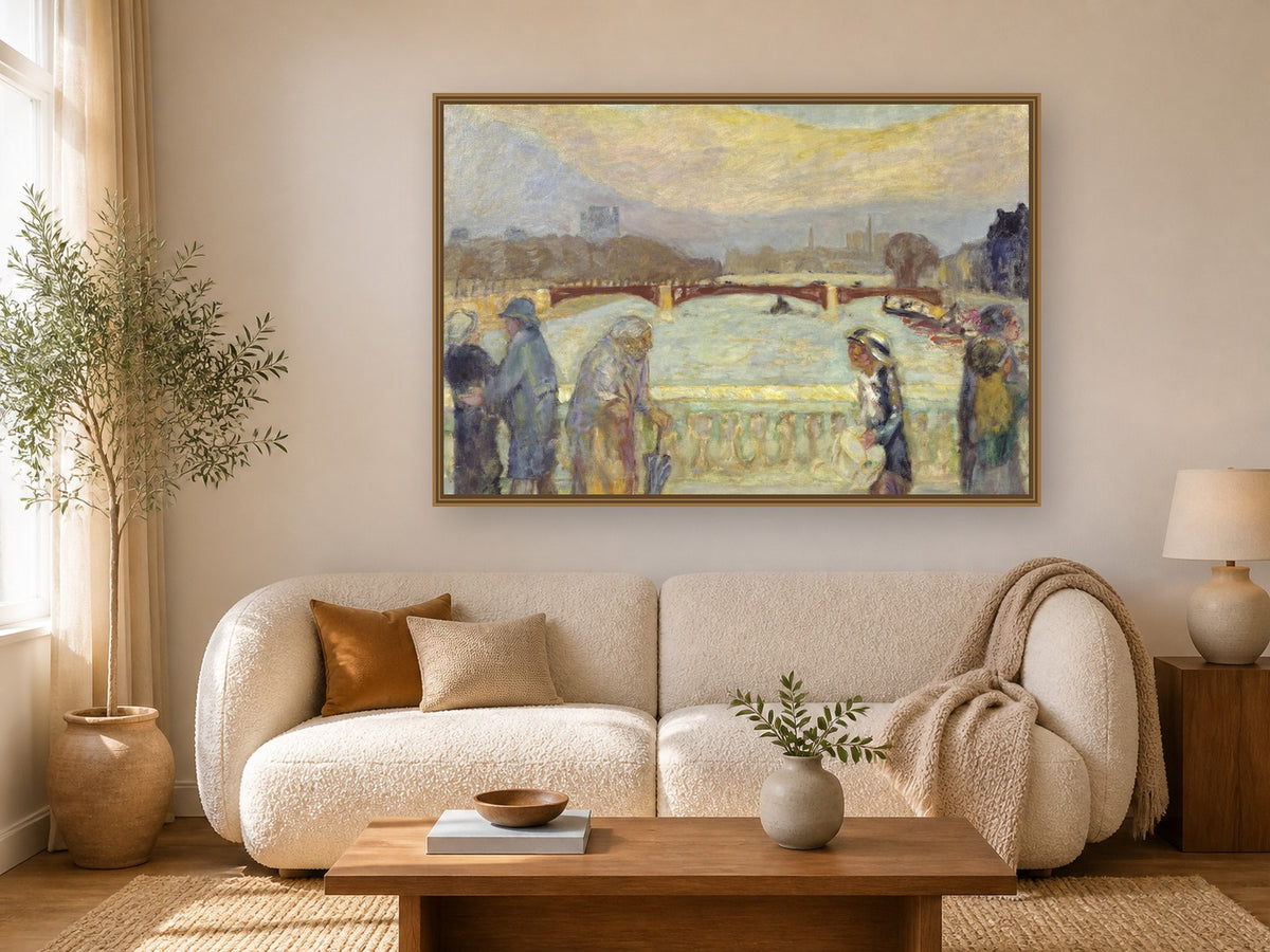 Pont de la Concorde by Pierre Bonnard framed wall art print in a living room
