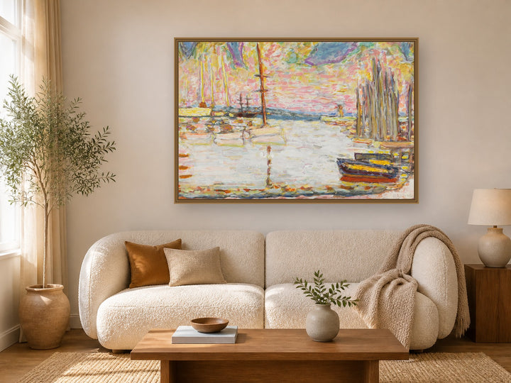 Port De Pêche by Pierre Bonnard framed wall art print in a living room
