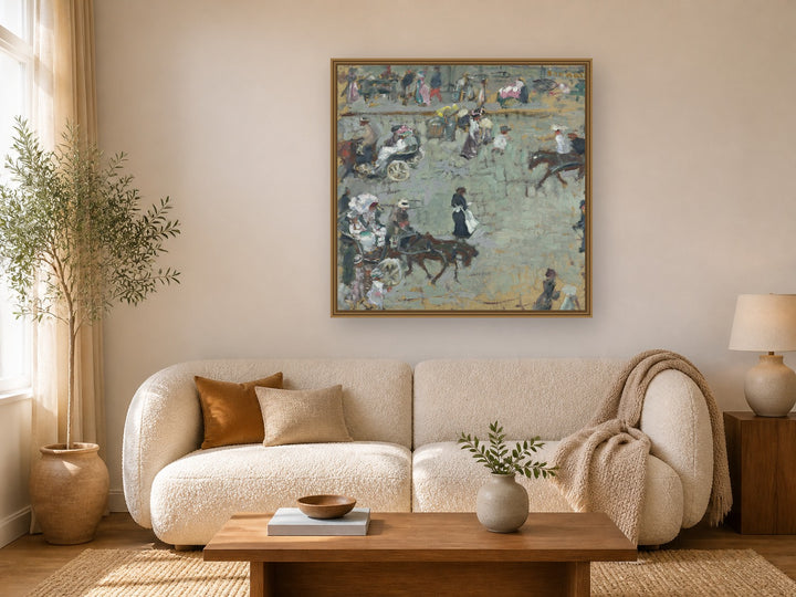 Scène De Rue À Paris by Pierre Bonnard framed wall art print in a living room