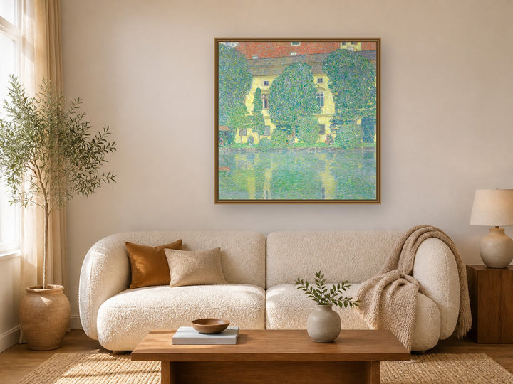Schloss Kammer am Attersee III by Gustav Klimt framed wall art print in a living room