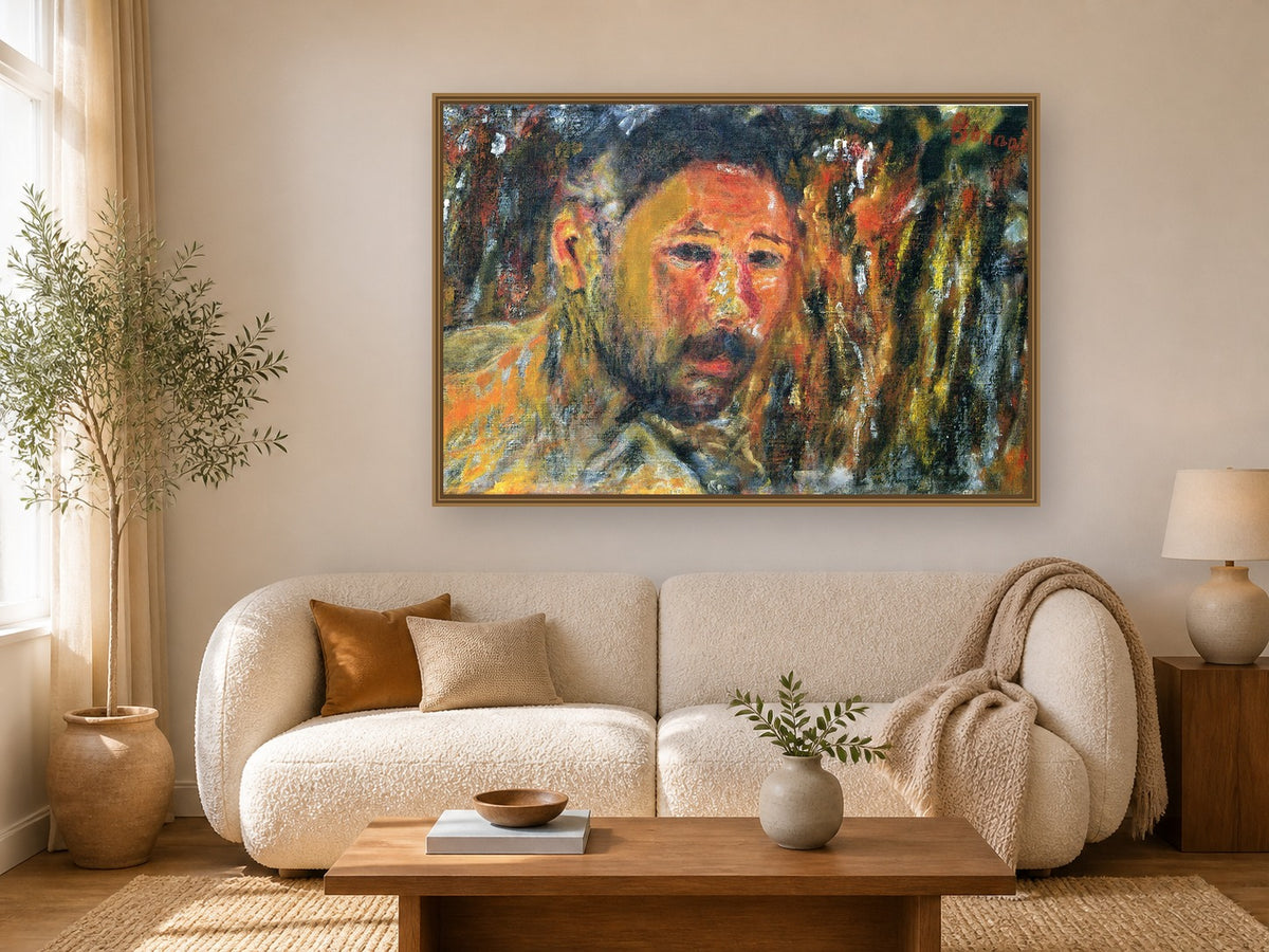 Self Portrait With A Beard by Pierre Bonnard framed wall art print in a living room
