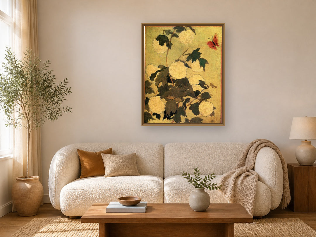 Snowballs by Pierre Bonnard framed wall art print in a living room