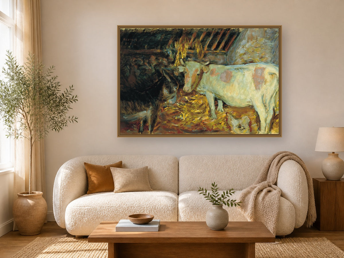 The Barn by Pierre Bonnard framed wall art print in a living room