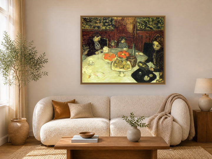The Luncheon by Pierre Bonnard framed wall art print in a living room