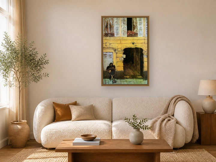 The Organ Grinder by Pierre Bonnard framed wall art print in a living room