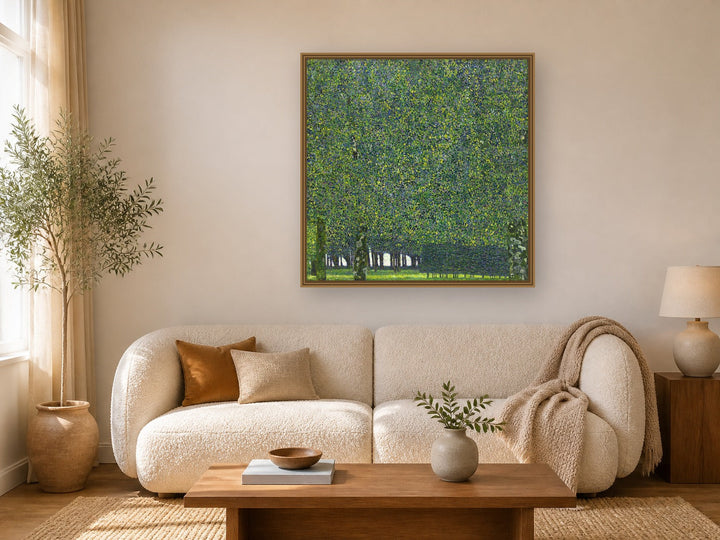 The Park by Gustav Klimt framed wall art print in a living room