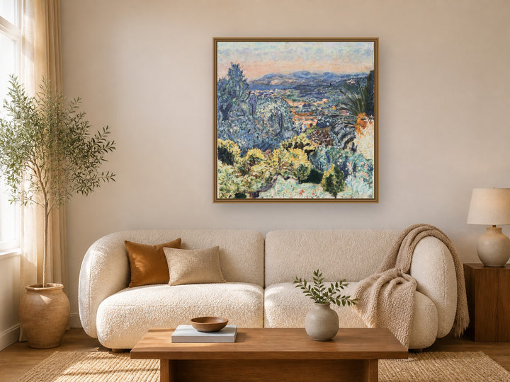 The Riviera by Pierre Bonnard framed wall art print in a living room