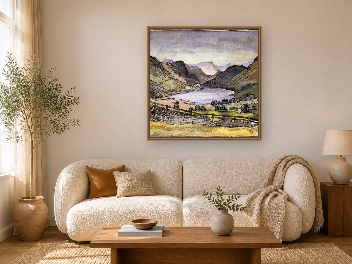 Thirlmere by Paul Nash framed wall art print in a living room