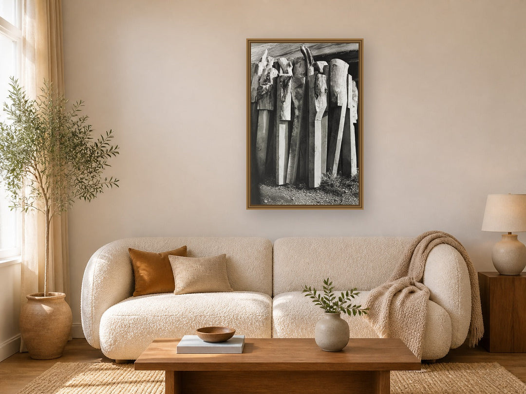 Totems, Old Shipyard, Rye (1932) by Paul Nash framed wall art print in a living room