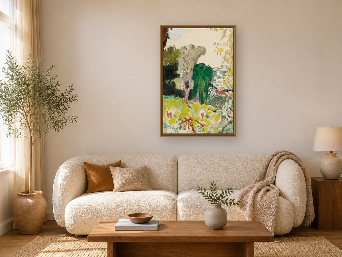 Vue Sur Antibes by Pierre Bonnard framed wall art print in a living room