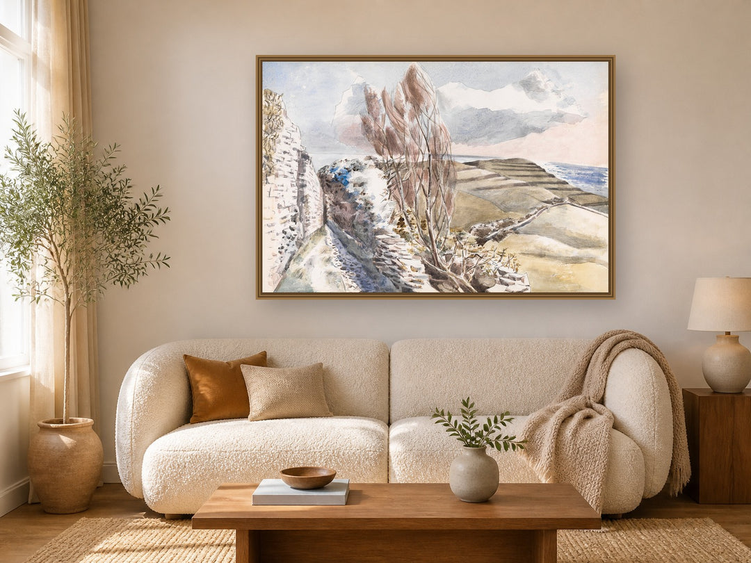 Worth Matravers, Dorset by Paul Nash framed wall art print in a living room