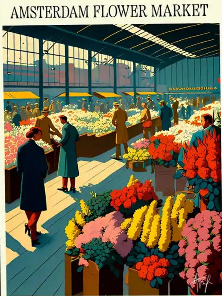 Amsterdam Flower Market Holland 3:4 wall art print
