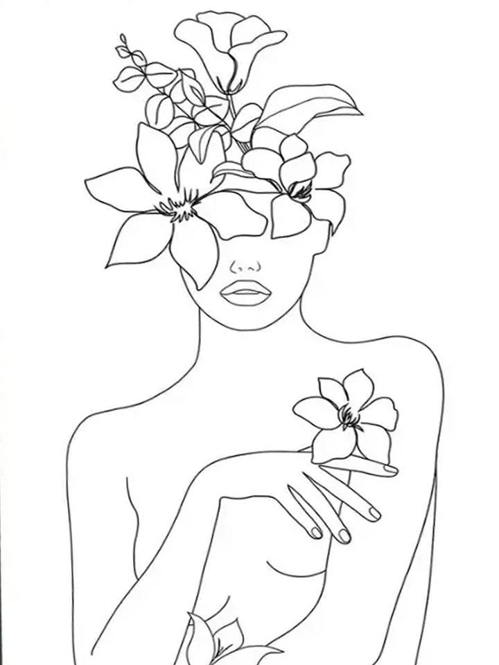 Floral Beauty Line Art 3:4 wall art print