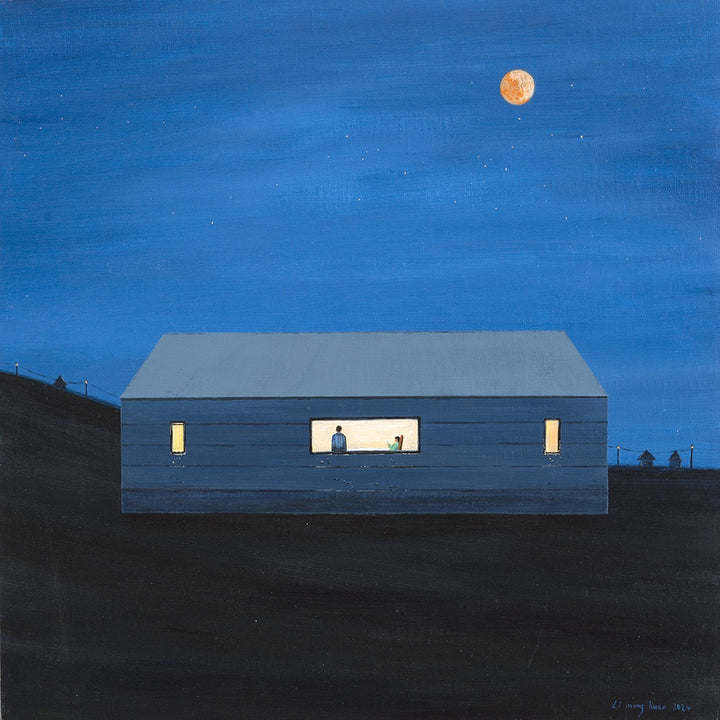 Blue House at Night by Manghuan Li, customizable artist wall art print from 905Print