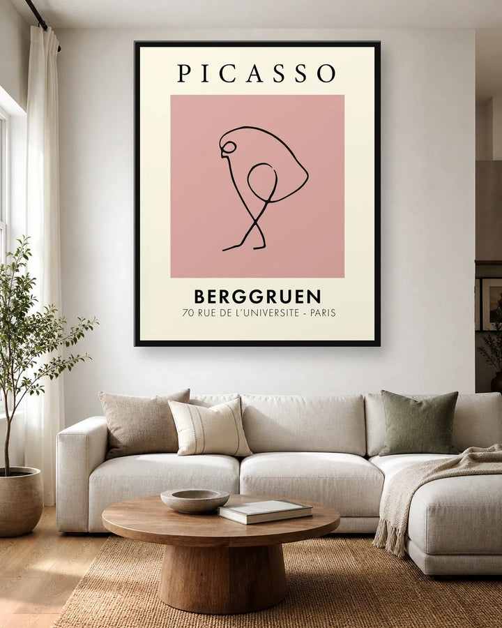 Bird - Pablo Picasso living room wall mockup
