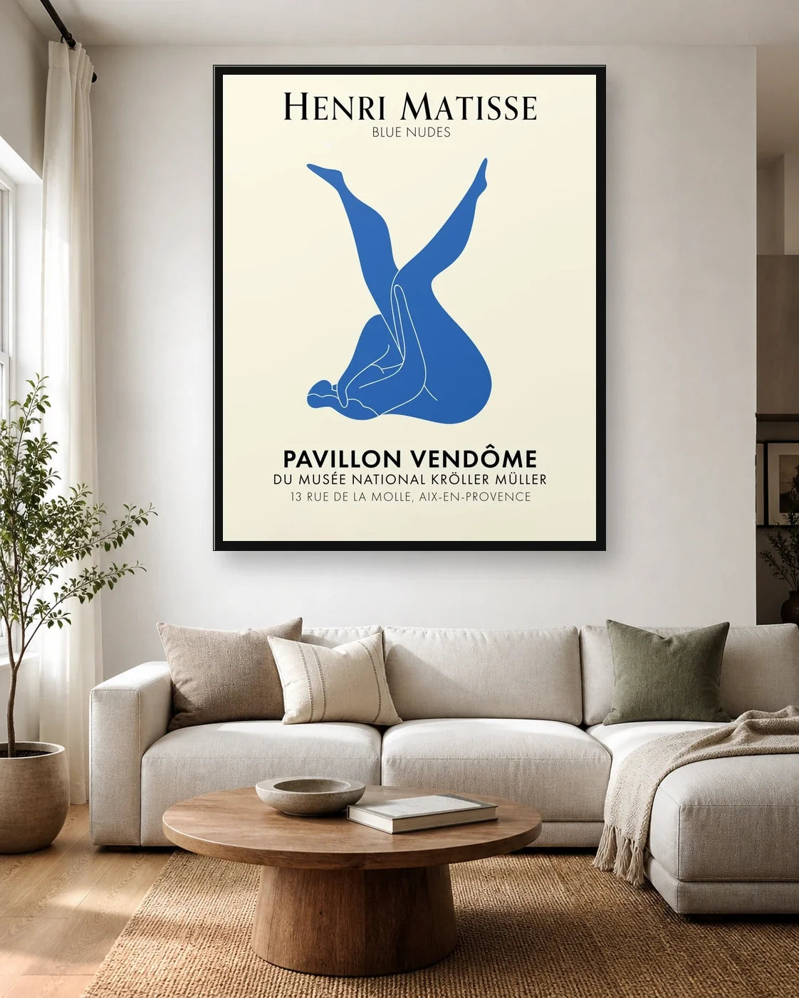 Blue Nudes - Henri Matisse 1 living room wall mockup