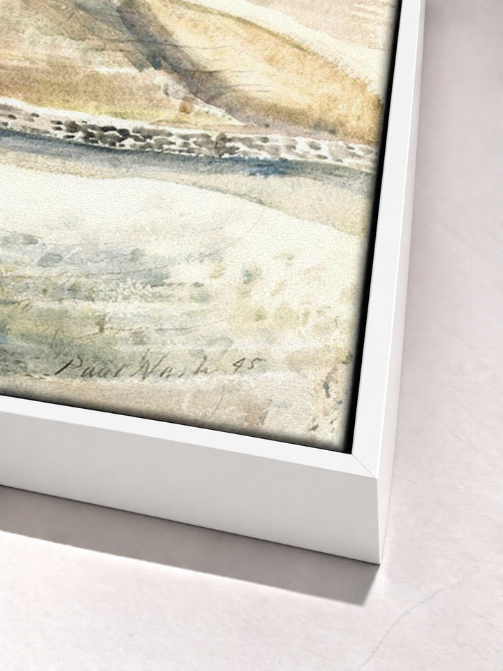 Moonrise over Cleeve Hill by Paul Nash white floater frame corner detail