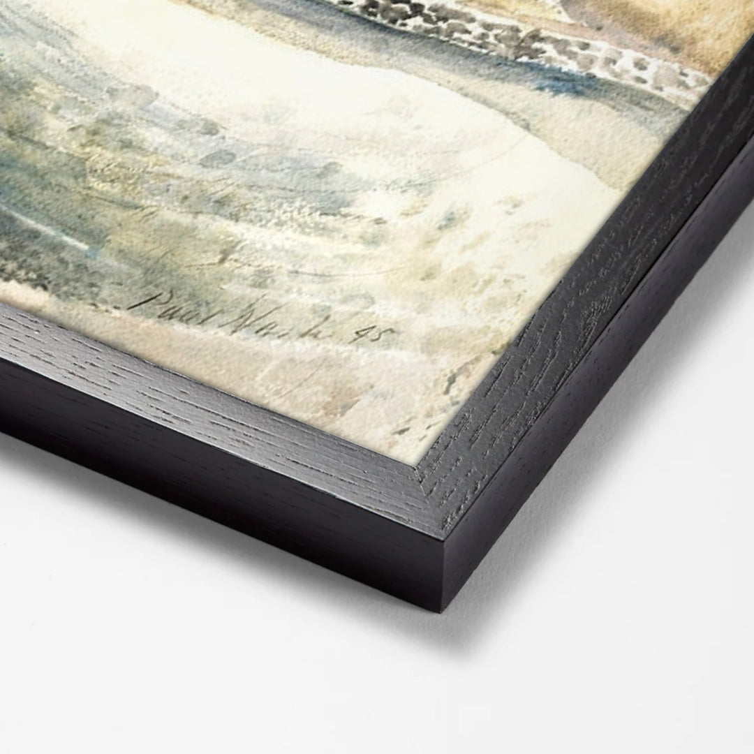 Moonrise over Cleeve Hill by Paul Nash black stock paper frame corner detail