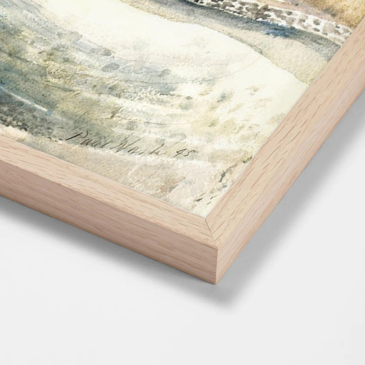 Moonrise over Cleeve Hill by Paul Nash oak stock paper frame corner detail