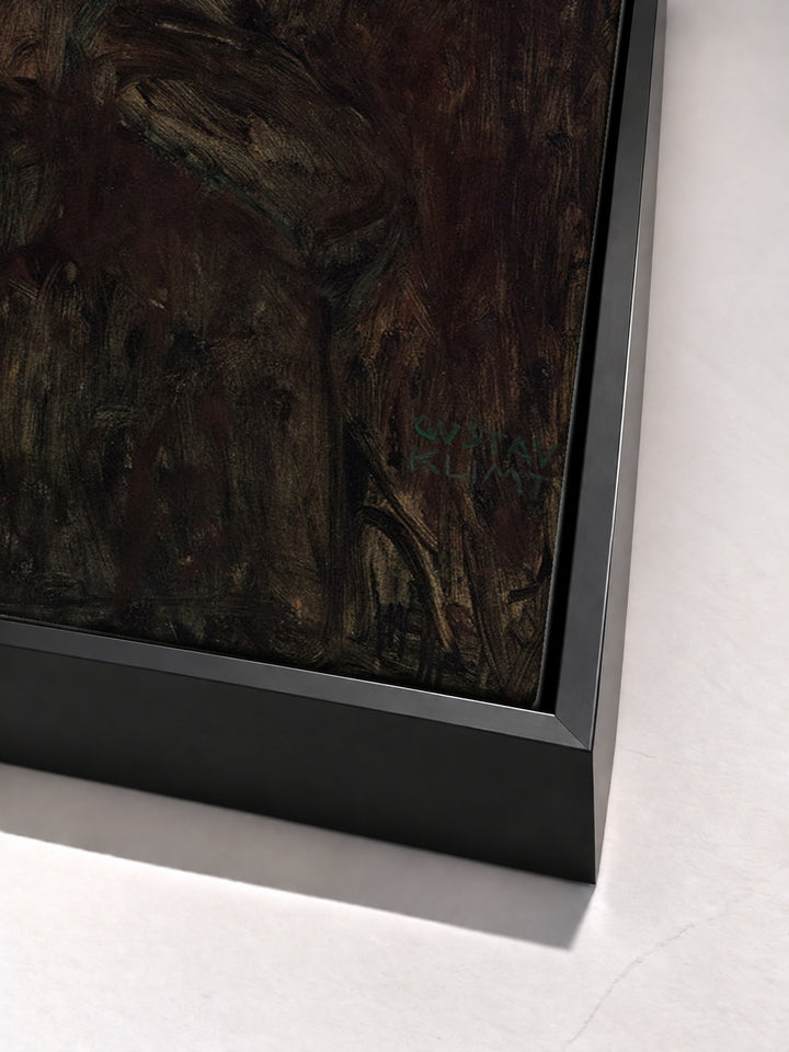 Mutter mit zwei Kindern (Familie) by Gustav Klimt black floater frame corner detail