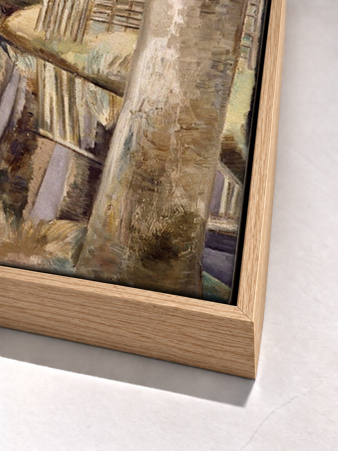 Oxenbridge Pond by Paul Nash oak floater frame corner detail