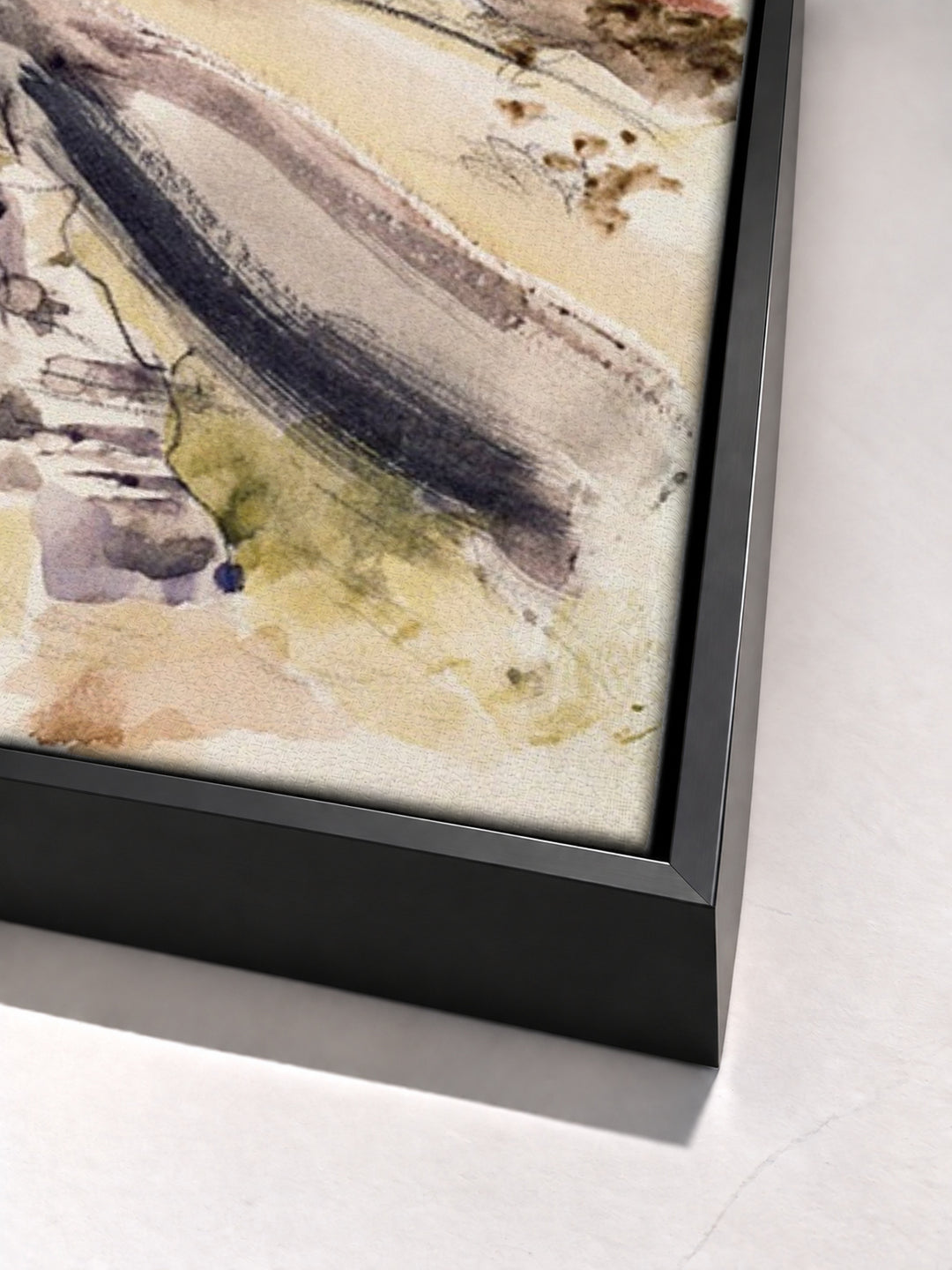 Oxfordshire Landscape by Paul Nash black floater frame corner detail
