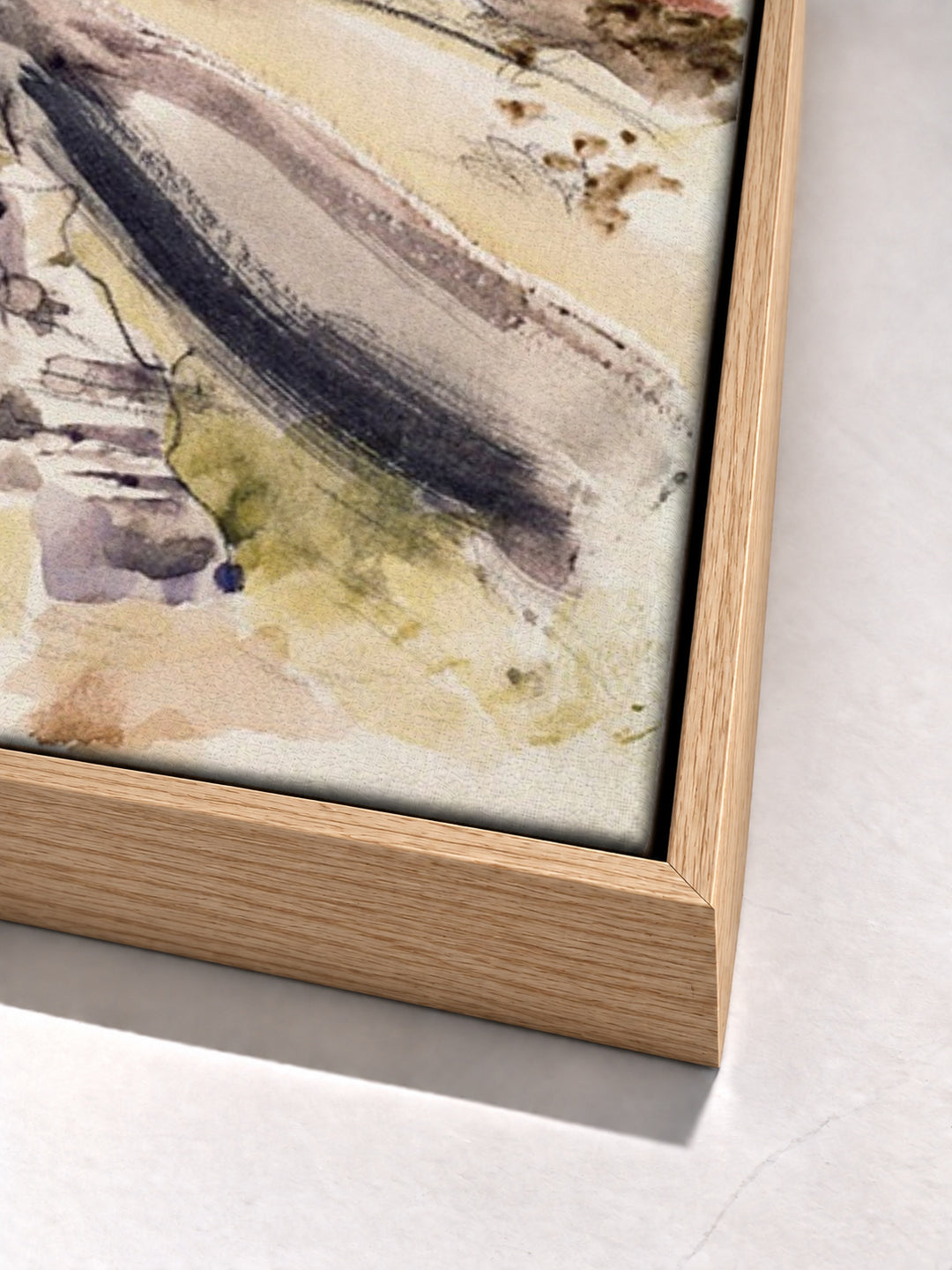 Oxfordshire Landscape by Paul Nash oak floater frame corner detail