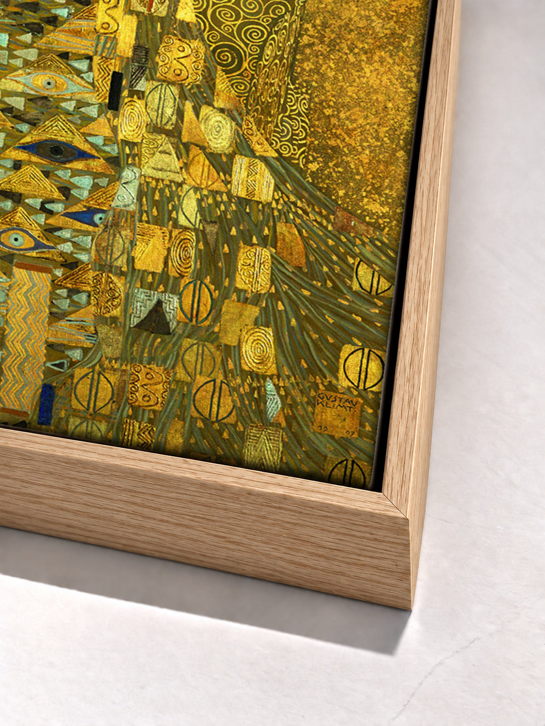 Portrait of Adele Bloch-Bauer I by Gustav Klimt oak floater frame corner detail