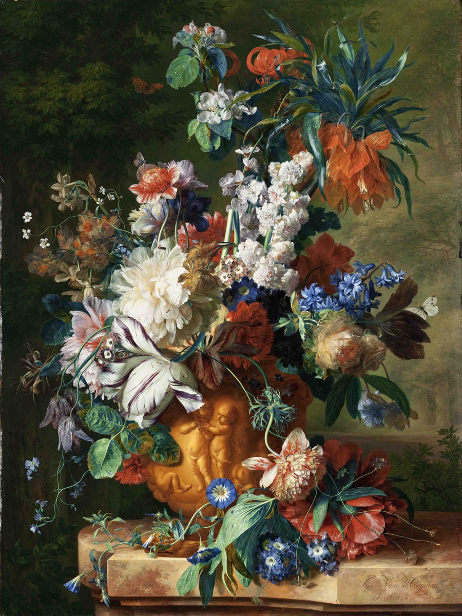 Bouquet of Flowers in an Urn by Jan van Huysum, customizable wall art print from 905Print