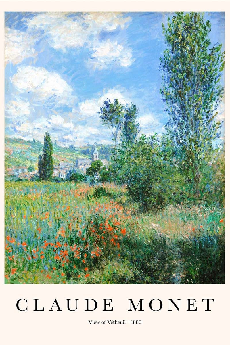 View of Vétheuil by Claude Monet, customizable wall art print from 905Print