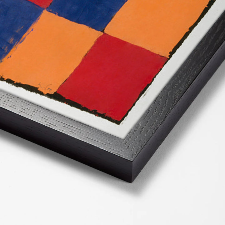 "Qu 1" color chart (1930) by Paul Klee black stock paper frame corner detail