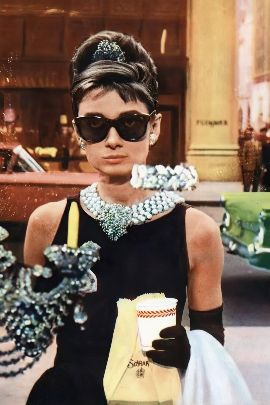 Audrey Hepburn Breakfast at Tiffanys wall art print from 905Print