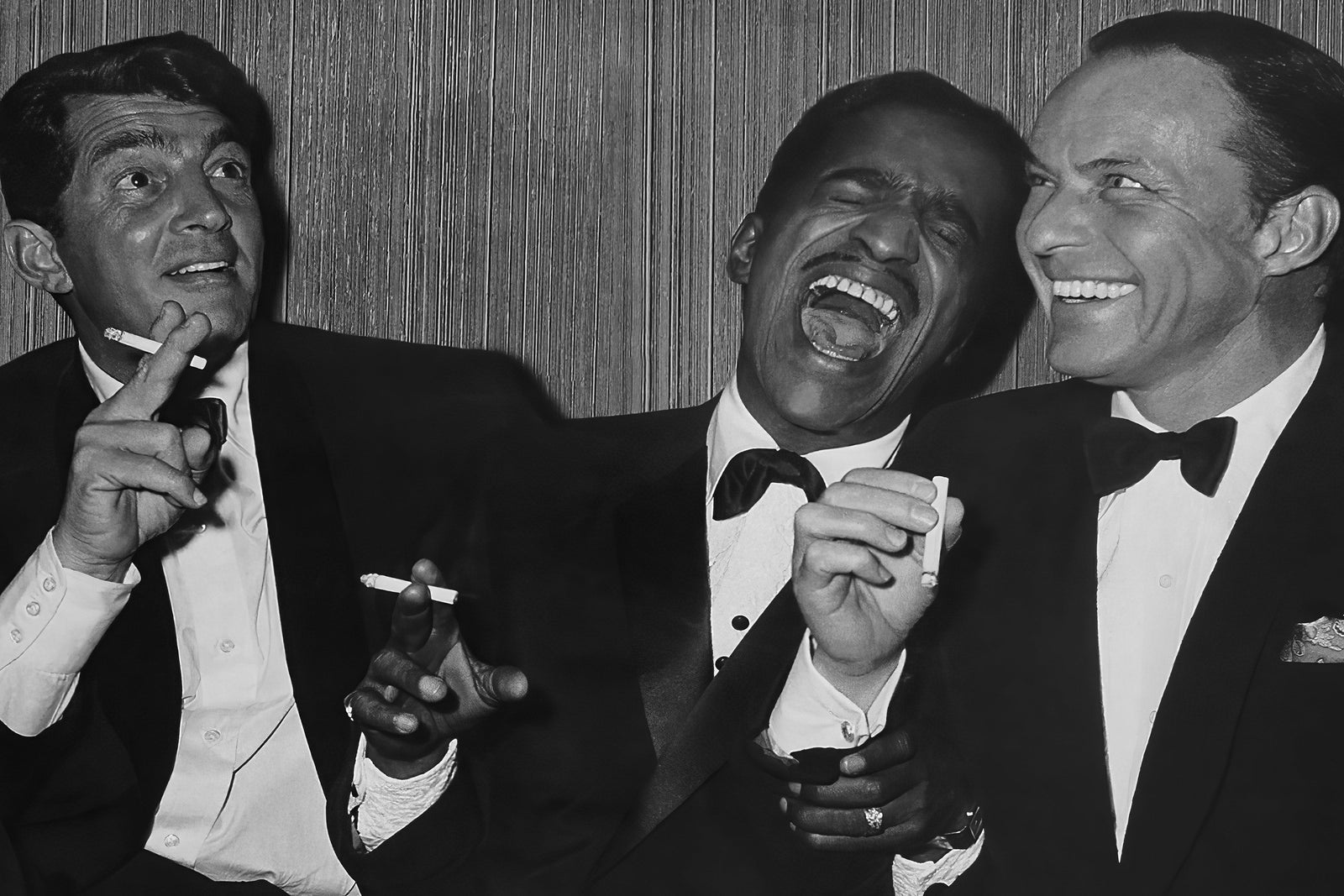 Dean Martin Sammy Davis Jr and Frank Sinatra Laughing wall art print from 905Print