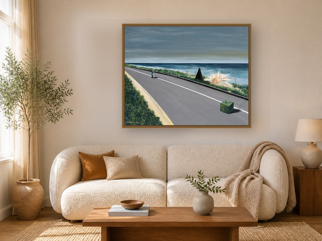 Coastal Road by Manghuan Li framed wall art print in a living room