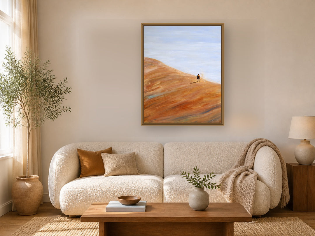 Desert Figure by Manghuan Li framed wall art print in a living room