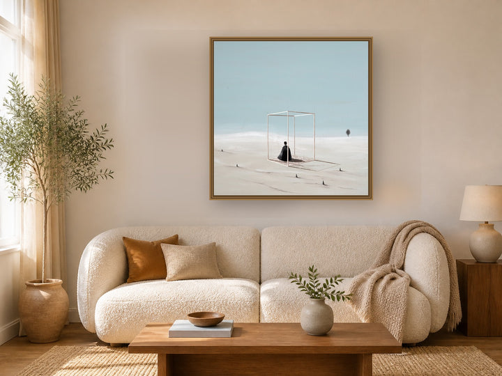 Glass Room by Manghuan Li framed wall art print in a living room