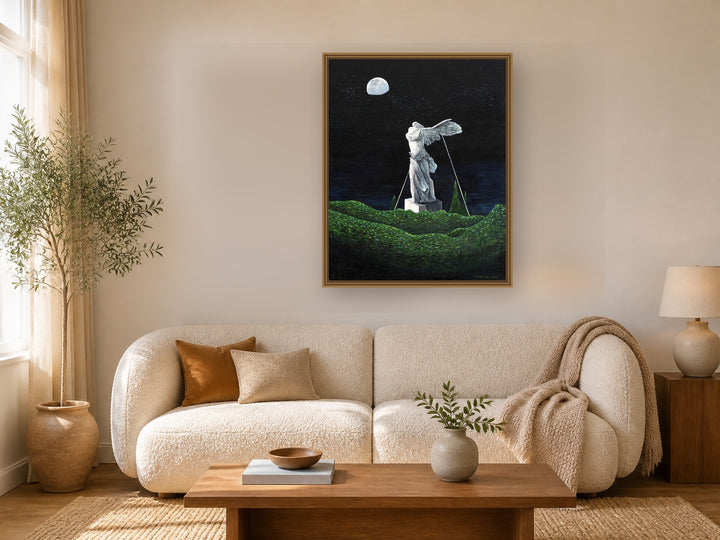 Moonlit Walker by Manghuan Li framed wall art print in a living room