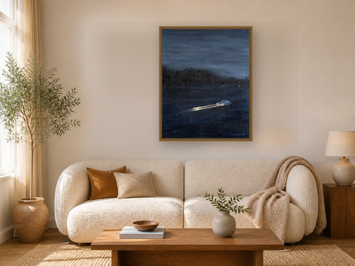 Night Passage by Manghuan Li framed wall art print in a living room
